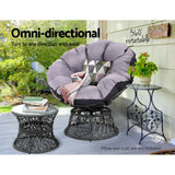 Outdoor Chairs: Gardeon Outdoor Lounge Setting Papasan Chair Wicker Table Garden Furniture Black