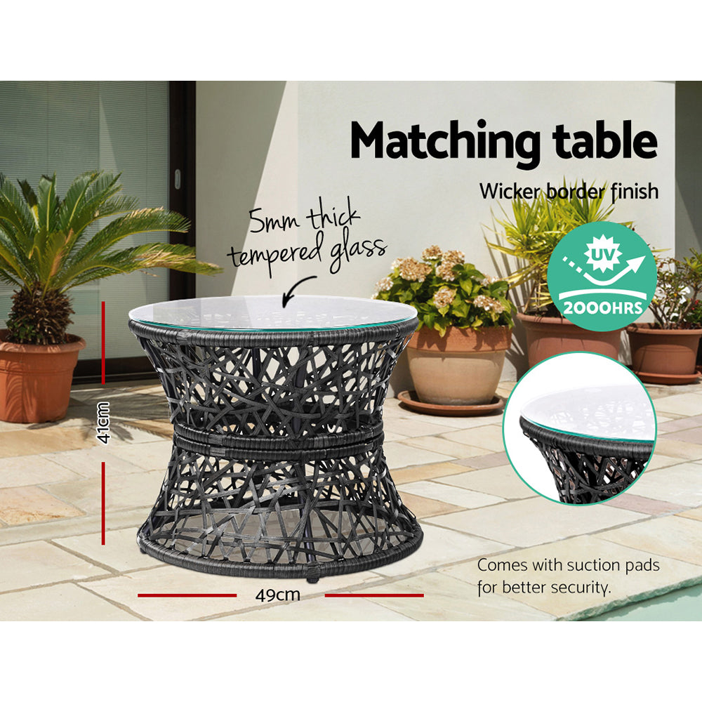Outdoor Chairs: Gardeon Outdoor Lounge Setting Papasan Chair Wicker Table Garden Furniture Black