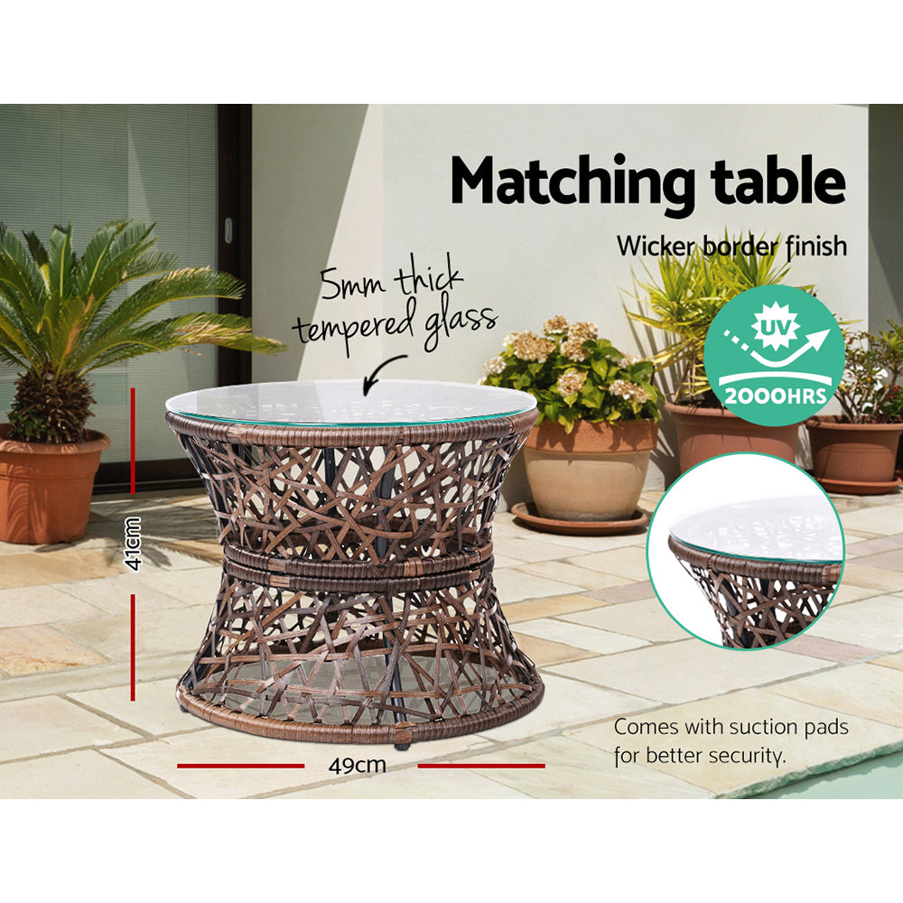 Outdoor Chairs: Gardeon Outdoor Lounge Setting Papasan Chair Wicker Table Garden Furniture Brown