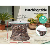 Gardeon Outdoor Lounge Setting Papasan Chair Wicker Table Garden Furniture Brown