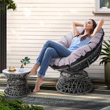 Gardeon Outdoor Lounge Setting Papasan Chair Wicker Table Garden Furniture Grey