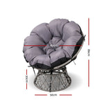 Gardeon Outdoor Lounge Setting Papasan Chair Wicker Table Garden Furniture Grey