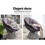 Gardeon Outdoor Lounge Setting Papasan Chair Wicker Table Garden Furniture Grey