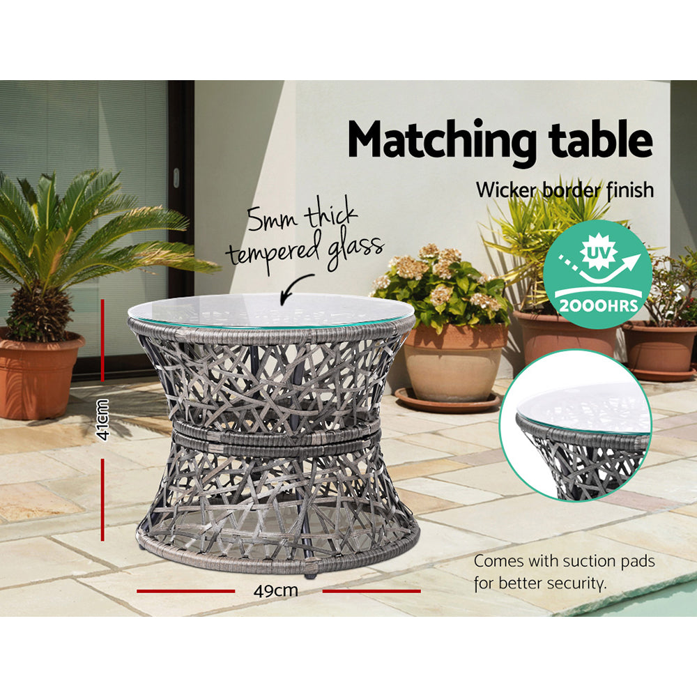Outdoor Chairs: Gardeon Outdoor Lounge Setting Papasan Chair Wicker Table Garden Furniture Grey