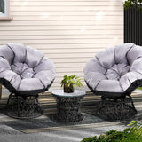 Outdoor Chairs: Gardeon Outdoor Lounge Setting Furniture Wicker Papasan Chairs Table Patio Black