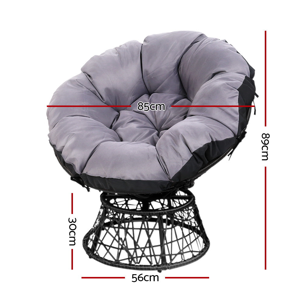 Outdoor Chairs: Gardeon Outdoor Lounge Setting Furniture Wicker Papasan Chairs Table Patio Black