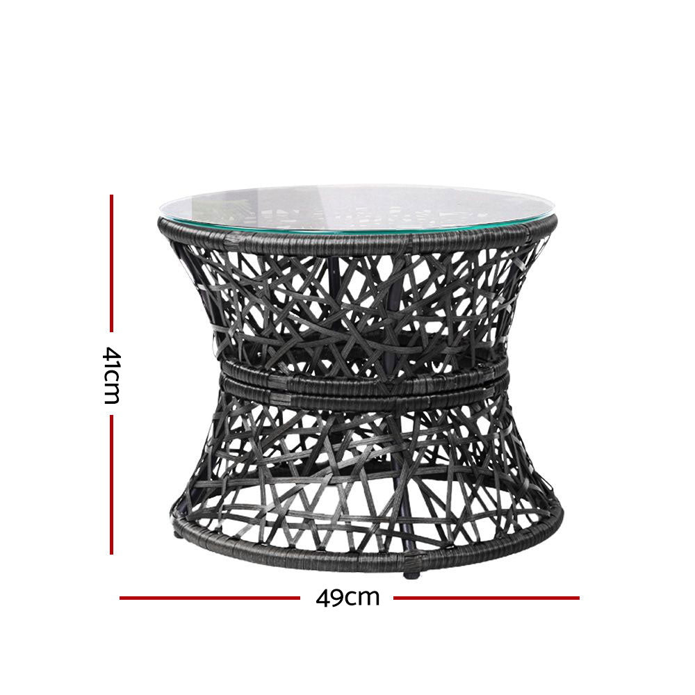 Outdoor Chairs: Gardeon Outdoor Lounge Setting Furniture Wicker Papasan Chairs Table Patio Black