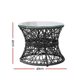 Outdoor Chairs: Gardeon Outdoor Lounge Setting Furniture Wicker Papasan Chairs Table Patio Black