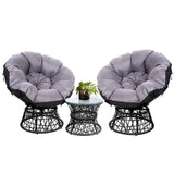 Outdoor Chairs: Gardeon Outdoor Lounge Setting Furniture Wicker Papasan Chairs Table Patio Black