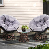 Outdoor Chairs: Gardeon Outdoor Lounge Setting Furniture Wicker Papasan Chairs Table Patio Brown
