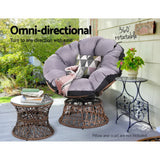 Outdoor Chairs: Gardeon Outdoor Lounge Setting Furniture Wicker Papasan Chairs Table Patio Brown