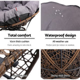 Outdoor Chairs: Gardeon Outdoor Lounge Setting Furniture Wicker Papasan Chairs Table Patio Brown
