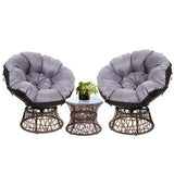 Outdoor Chairs: Gardeon Outdoor Lounge Setting Furniture Wicker Papasan Chairs Table Patio Brown