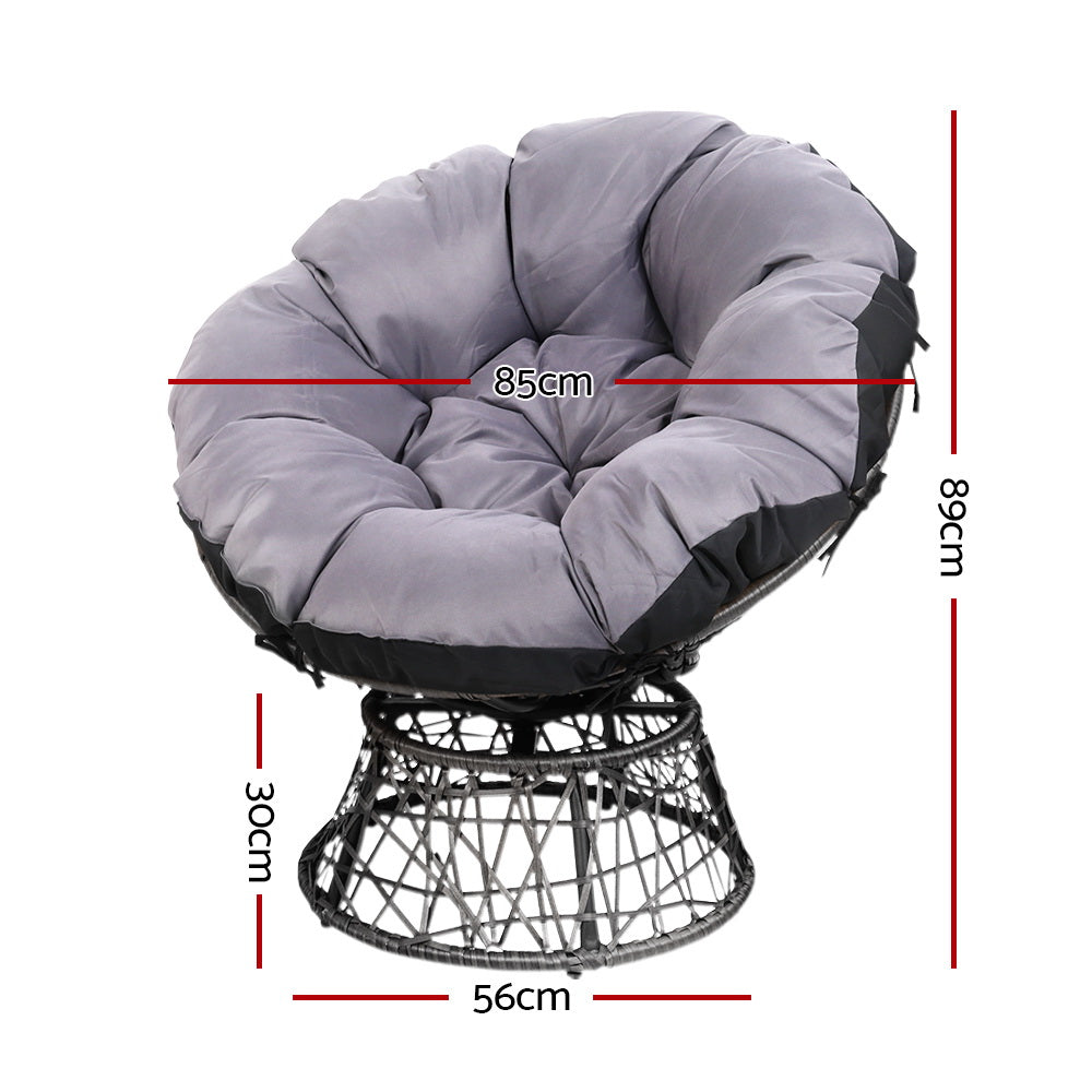 Outdoor Chairs: Gardeon Outdoor Lounge Setting Furniture Wicker Papasan Chairs Table Patio Grey