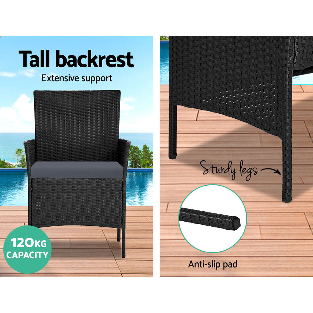 Outdoor Chairs: Gardeon 4 Seater Outdoor Sofa Set Wicker Setting Table Chair Furniture Black