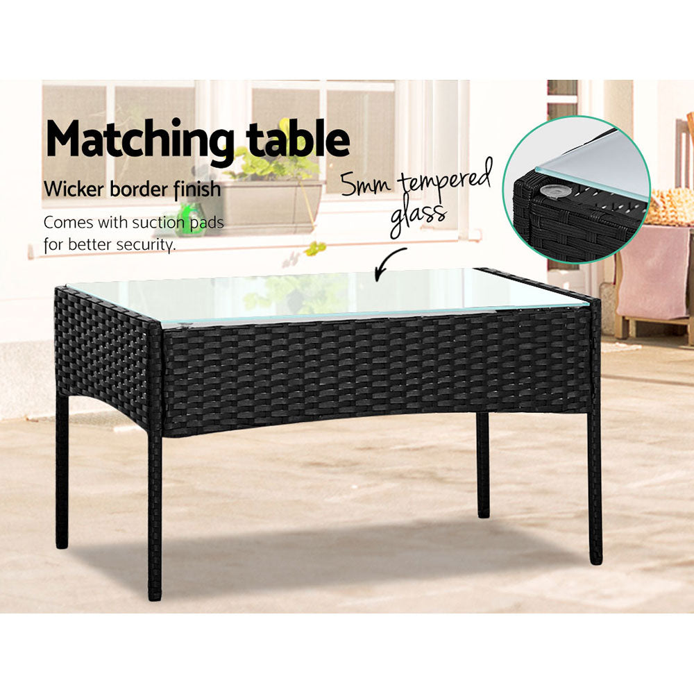Outdoor Chairs: Gardeon 4 Seater Outdoor Sofa Set Wicker Setting Table Chair Furniture Black