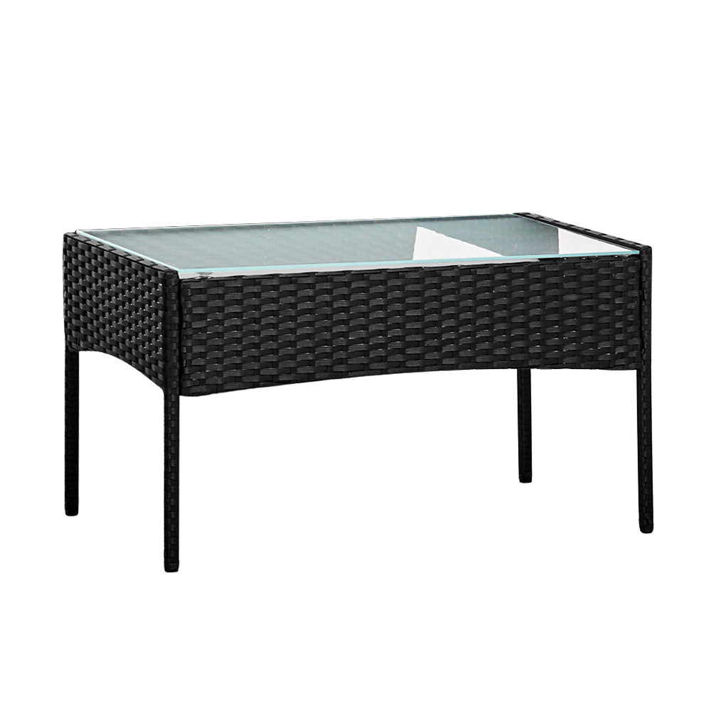 Arm Chairs & Recliners: Gardeon 4 Seater Outdoor Sofa Set with Storage Cover Wicker Table Chair Black
