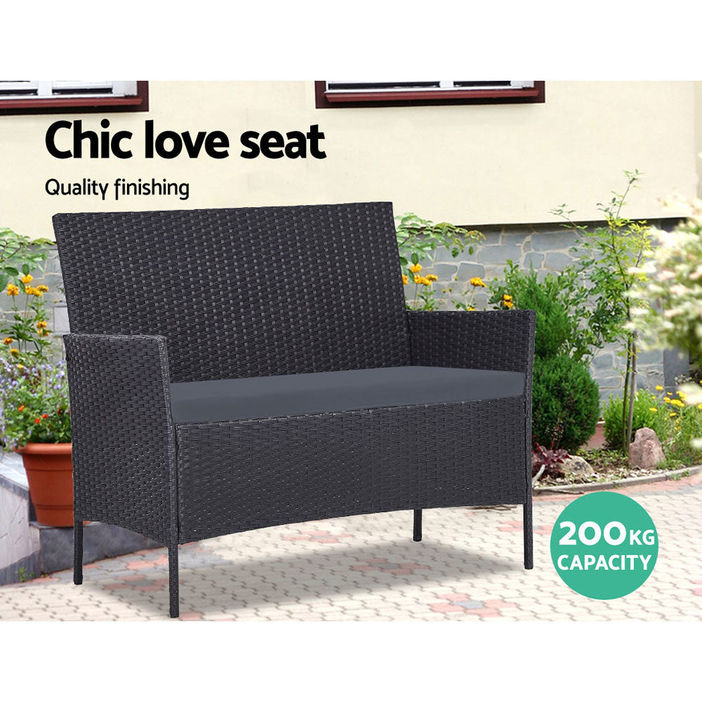 Outdoor Chairs: Gardeon 4 Seater Outdoor Sofa Set Wicker Setting Table Chair Furniture Dark Grey