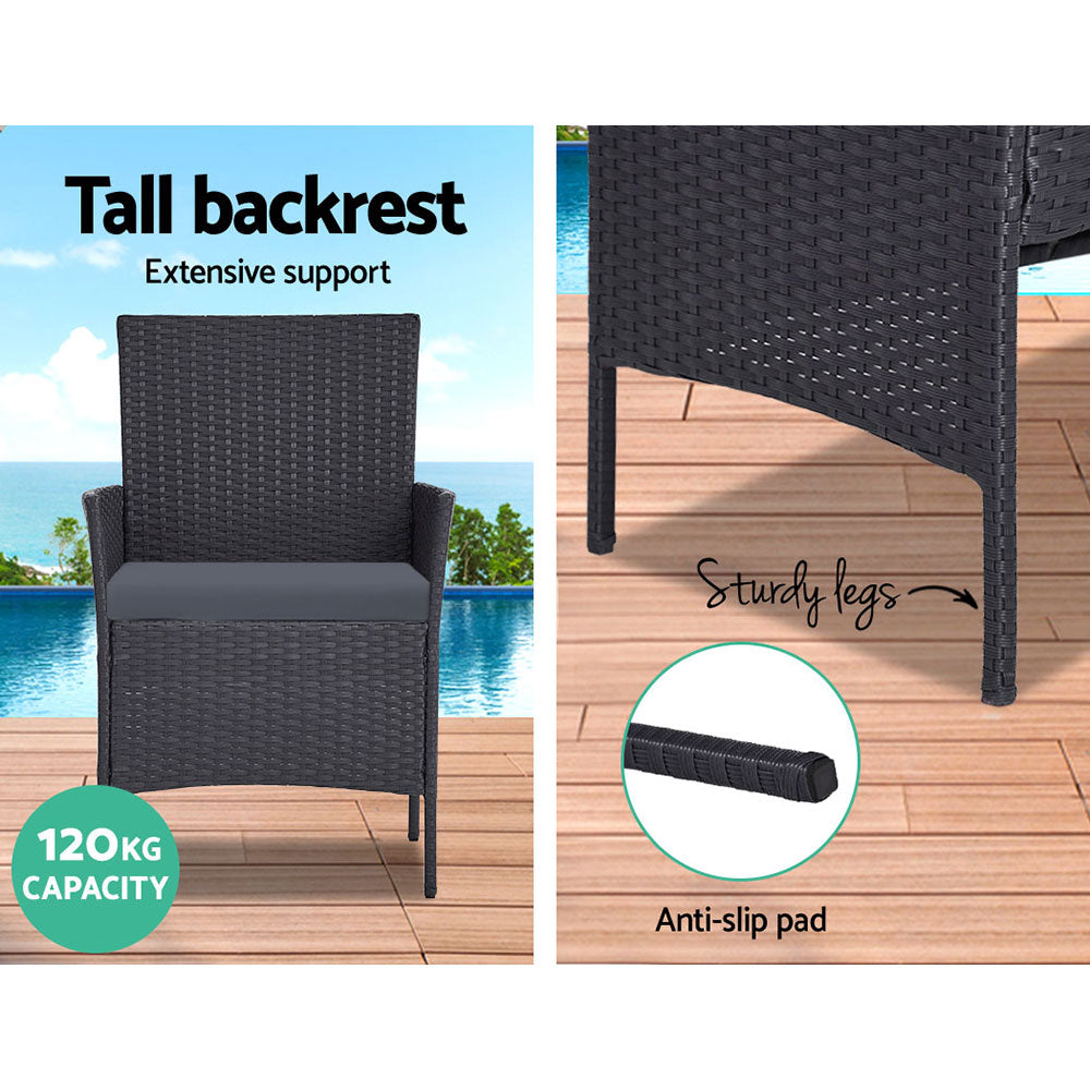 Outdoor Chairs: Gardeon 4 Seater Outdoor Sofa Set Wicker Setting Table Chair Furniture Dark Grey