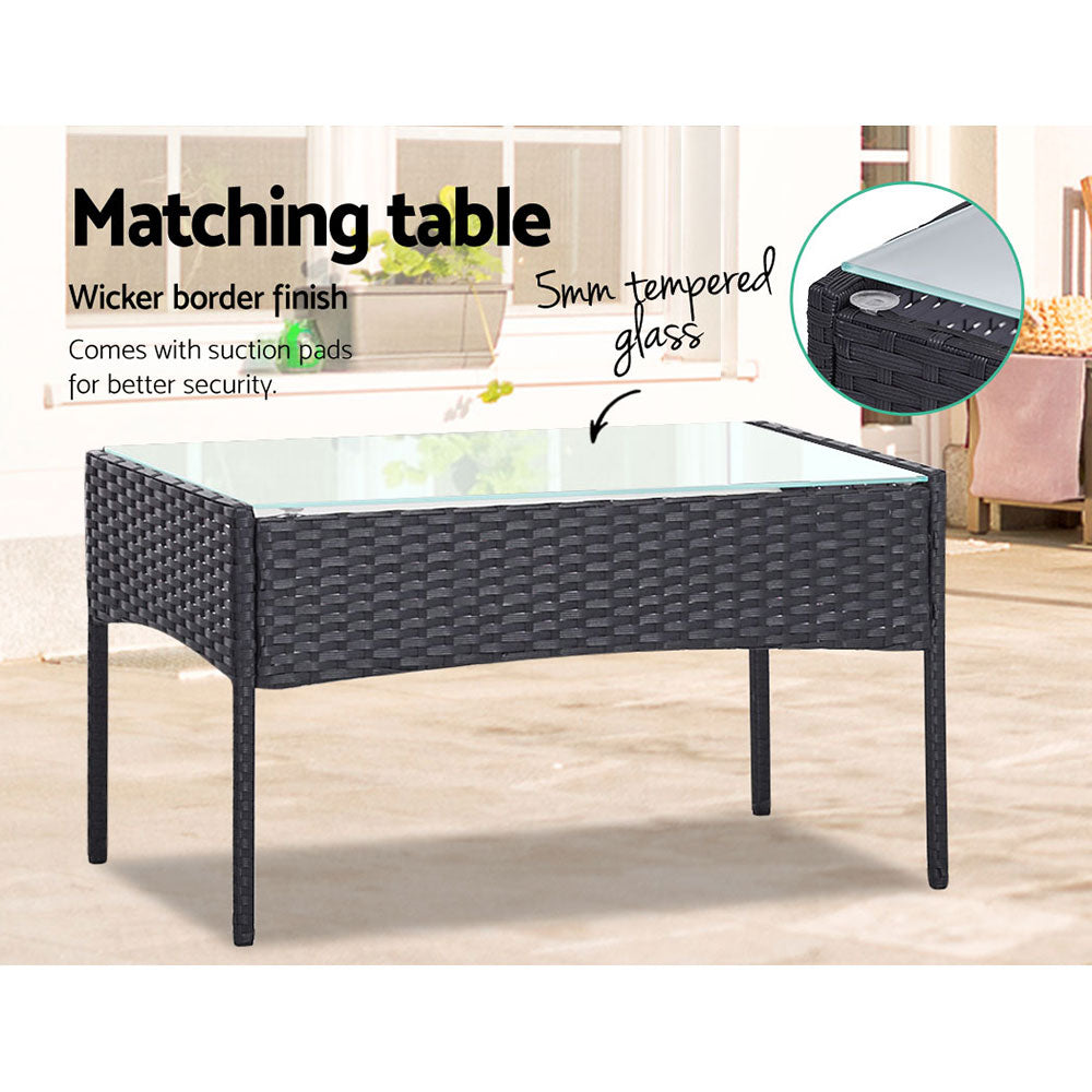 Outdoor Chairs: Gardeon 4 Seater Outdoor Sofa Set Wicker Setting Table Chair Furniture Dark Grey