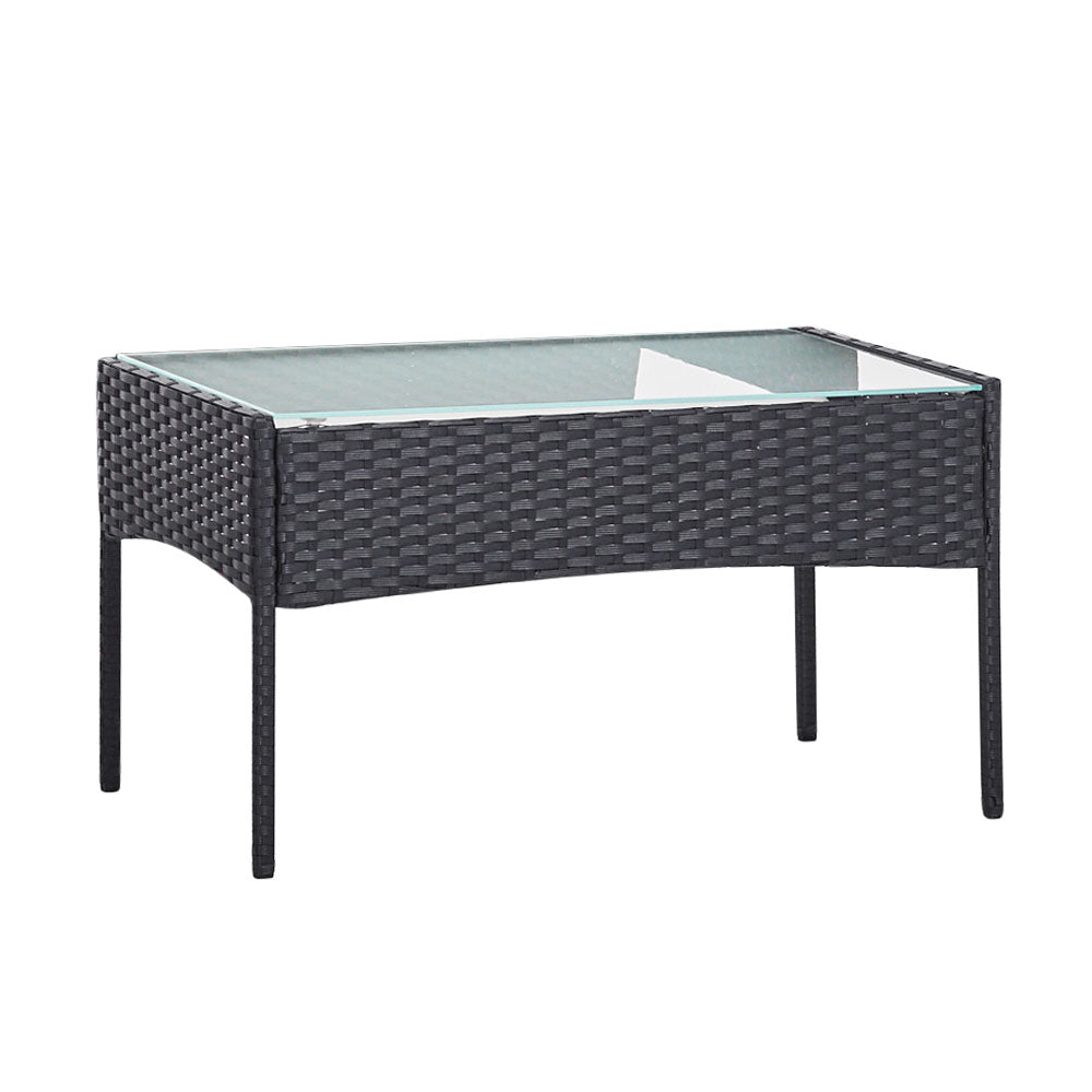 Outdoor Chairs: Gardeon 4 Seater Outdoor Sofa Set with Storage Cover Wicker Table Chair DarkGrey