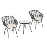 Gardeon 3PC Outdoor Furniture Bistro Set Lounge Setting Table Chairs Cushion Patio Grey
