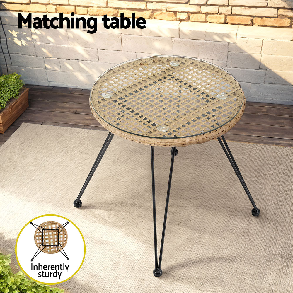 Outdoor Sofas & Lounge Sets: Gardeon 3PC Outdoor Furniture Bistro Set Lounge Setting Table Chairs Cushion Patio Grey
