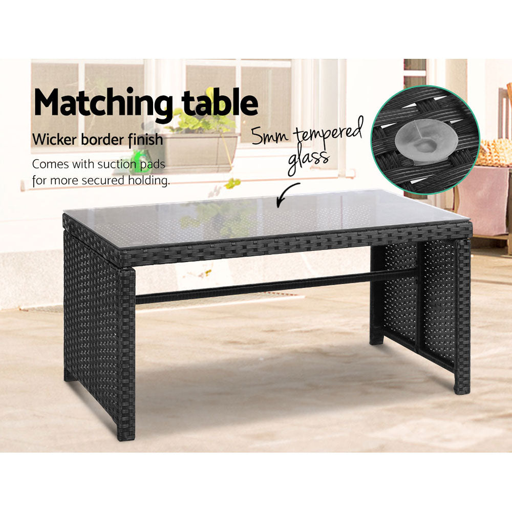 Outdoor Chairs: Gardeon 4 PCS Outdoor Sofa Set Rattan Chair Table Setting Garden Furniture Black