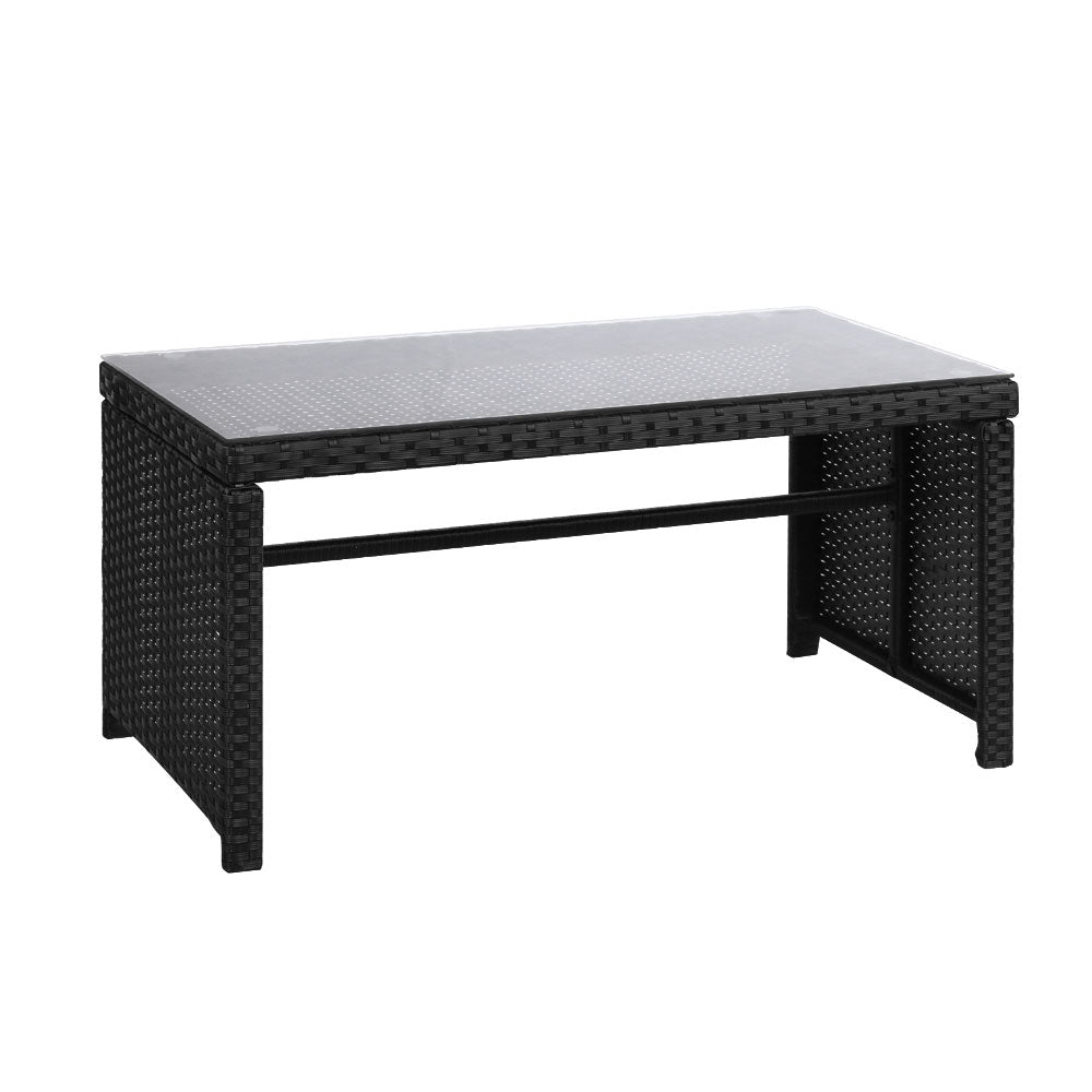 Outdoor Chairs: Gardeon 4 PCS Outdoor Sofa Set with Storage Cover Rattan Chair Furniture Black