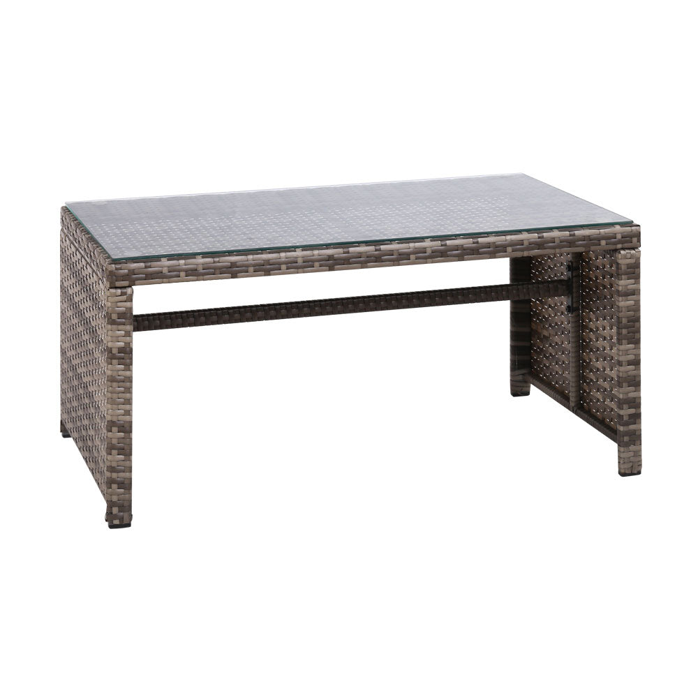 Outdoor Chairs: Gardeon 4 PCS Outdoor Sofa Set with Storage Cover Rattan Chair Furniture Grey