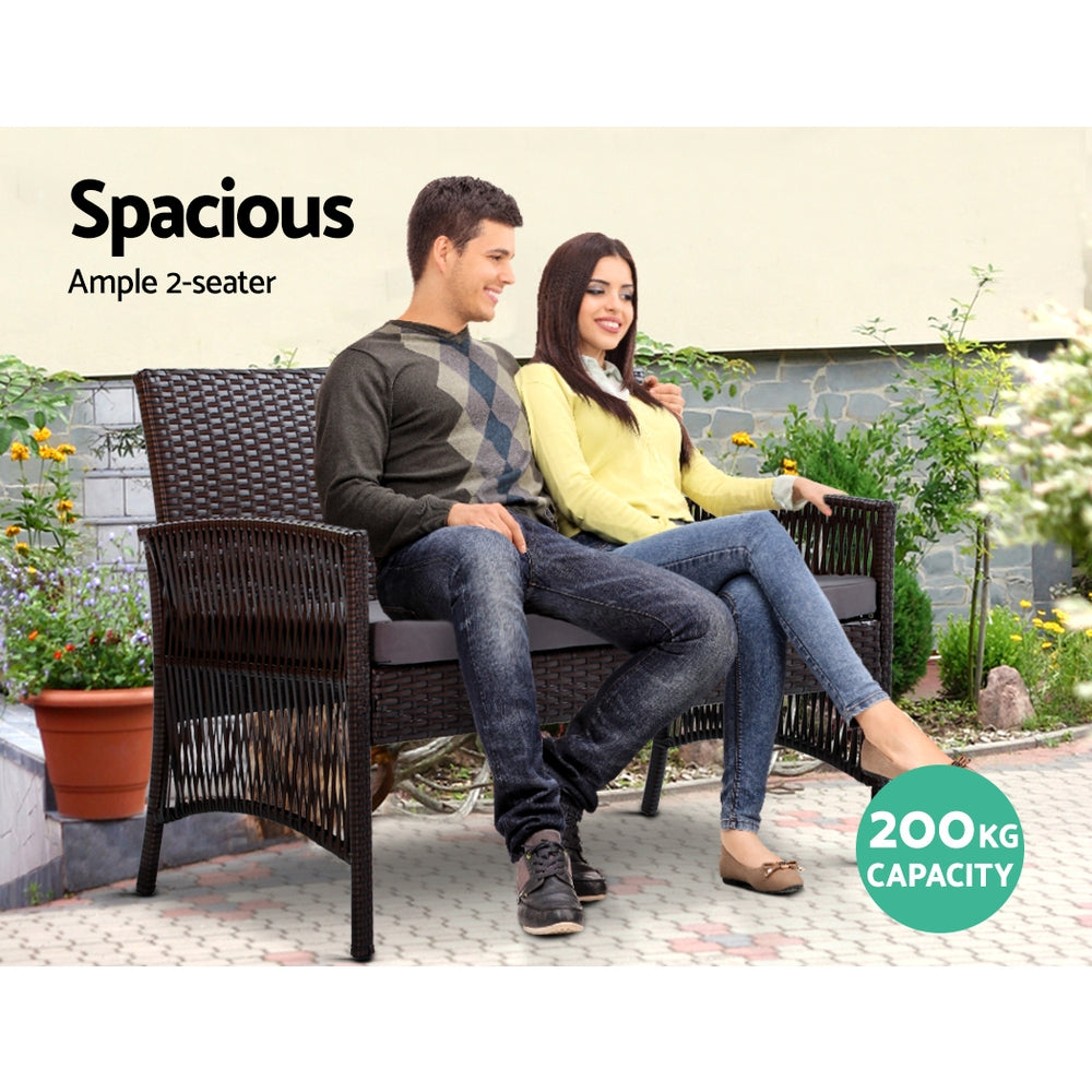 Arm Chairs & Recliners: Gardeon 4PCS Outdoor Sofa Set Wicker Harp Chair Table Garden Furniture Black