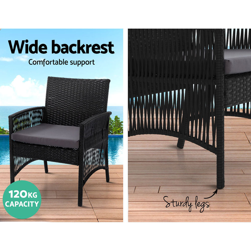 Outdoor Sofas & Lounge Sets: Gardeon 4PCS OutdoorSofa Set with Storage Cover Wicker Harp Chair Table Black