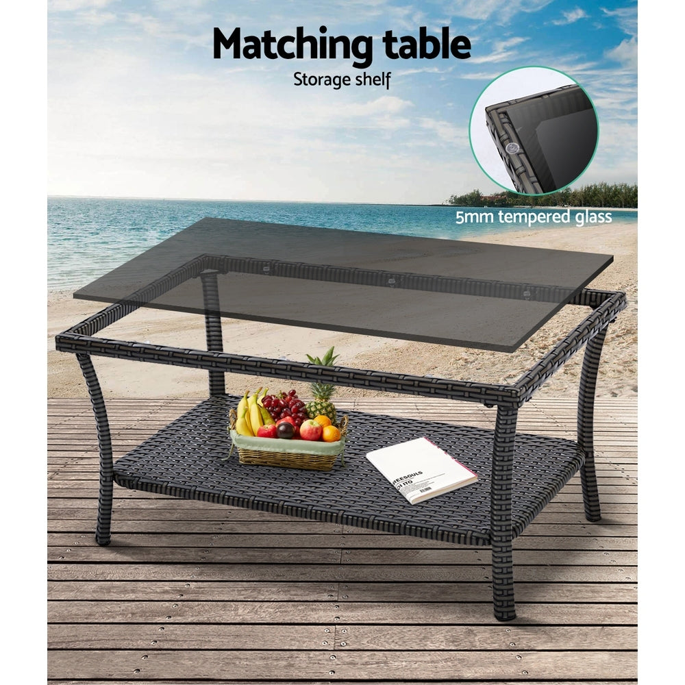 Outdoor Chairs: Gardeon 4PCS Outdoor Sofa Set Wicker Harp Chair Table Garden Furniture Grey