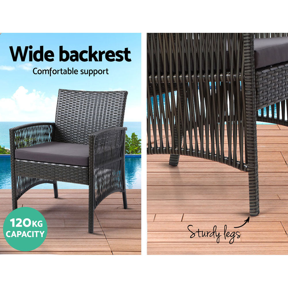 Arm Chairs & Recliners: Gardeon 4PCS Outdoor Sofa Set with Storage Cover Wicker Harp Chair Table Grey