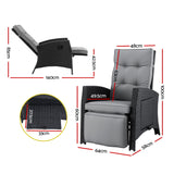 Outdoor Chairs: Gardeon Outdoor Recliner Chairs Sun lounge Wicker Lounger Patio Furniture Adjustable Black