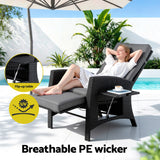 Outdoor Chairs: Gardeon Outdoor Recliner Chairs Sun lounge Wicker Lounger Patio Furniture Adjustable Black