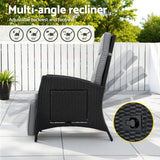 Outdoor Chairs: Gardeon Outdoor Recliner Chairs Sun lounge Wicker Lounger Patio Furniture Adjustable Black
