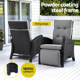 Outdoor Chairs: Gardeon Outdoor Recliner Chairs Sun lounge Wicker Lounger Patio Furniture Adjustable Black