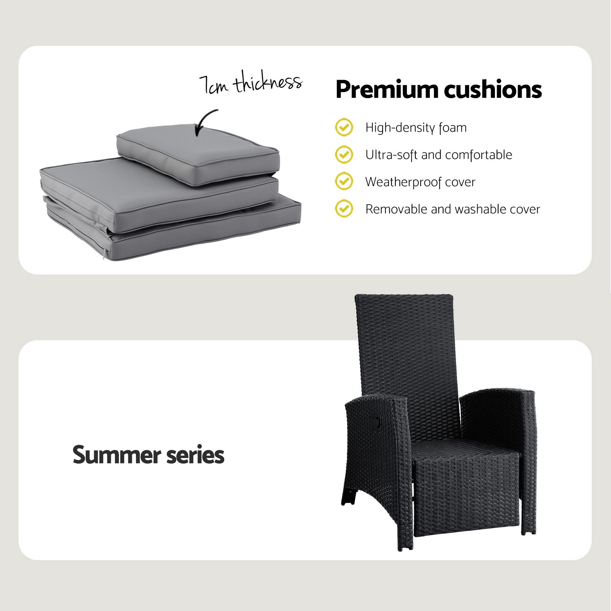 Outdoor Chairs: Gardeon Outdoor Recliner Chairs Sun lounge Wicker Lounger Patio Furniture Adjustable Black
