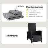 Outdoor Chairs: Gardeon Outdoor Recliner Chairs Sun lounge Wicker Lounger Patio Furniture Adjustable Black