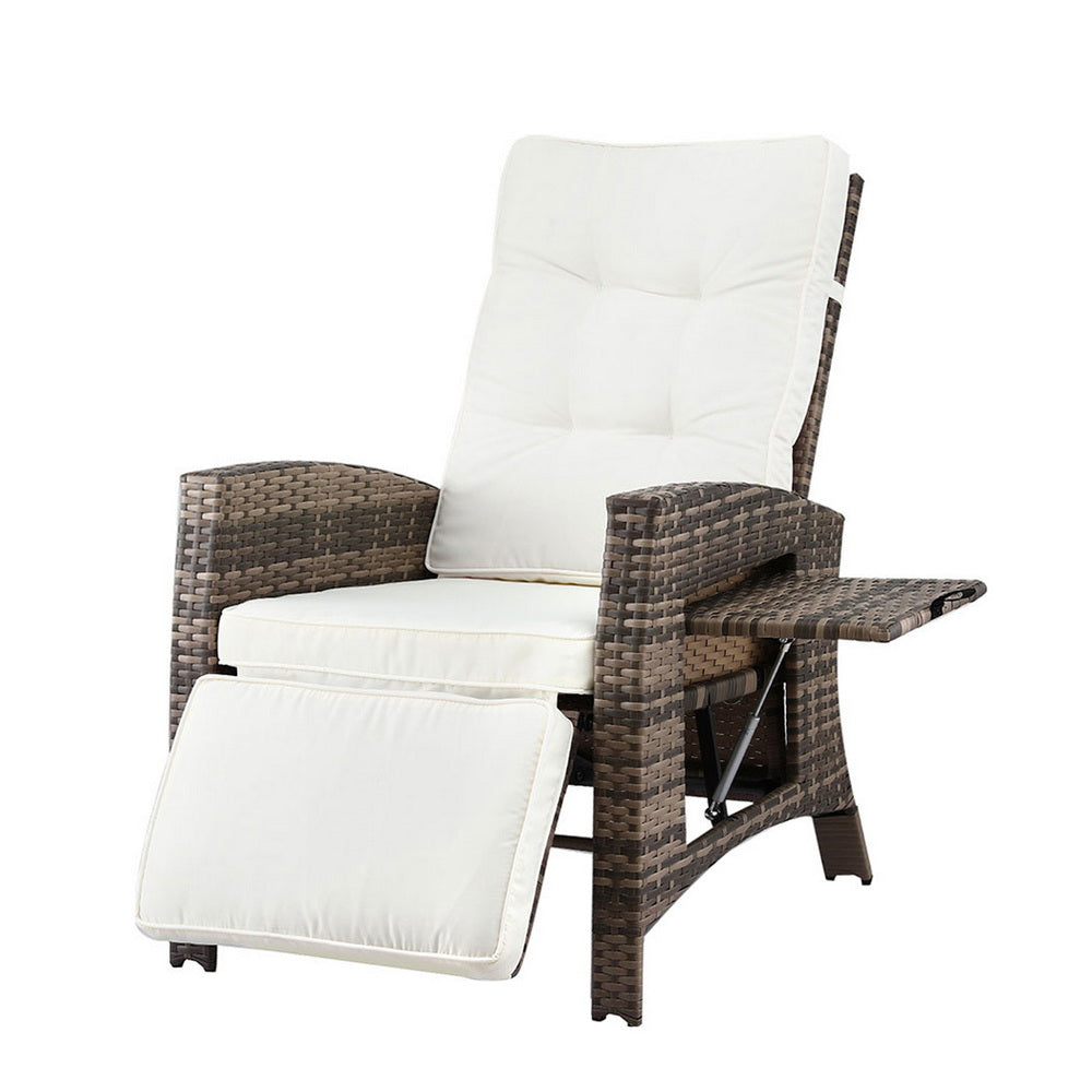 Outdoor Chairs: Gardeon Outdoor Recliner Chairs Sun lounge Wicker Lounger Patio Furniture Adjustable Brown