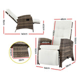 Outdoor Chairs: Gardeon Outdoor Recliner Chairs Sun lounge Wicker Lounger Patio Furniture Adjustable Brown