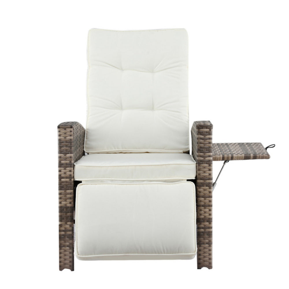Outdoor Chairs: Gardeon Outdoor Recliner Chairs Sun lounge Wicker Lounger Patio Furniture Adjustable Brown