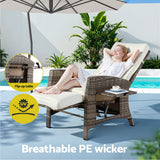 Outdoor Chairs: Gardeon Outdoor Recliner Chairs Sun lounge Wicker Lounger Patio Furniture Adjustable Brown