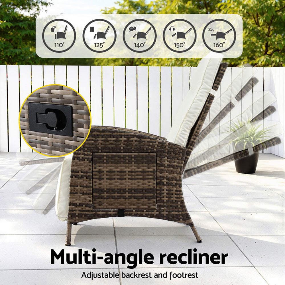 Outdoor Chairs: Gardeon Outdoor Recliner Chairs Sun lounge Wicker Lounger Patio Furniture Adjustable Brown