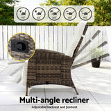 Outdoor Chairs: Gardeon Outdoor Recliner Chairs Sun lounge Wicker Lounger Patio Furniture Adjustable Brown
