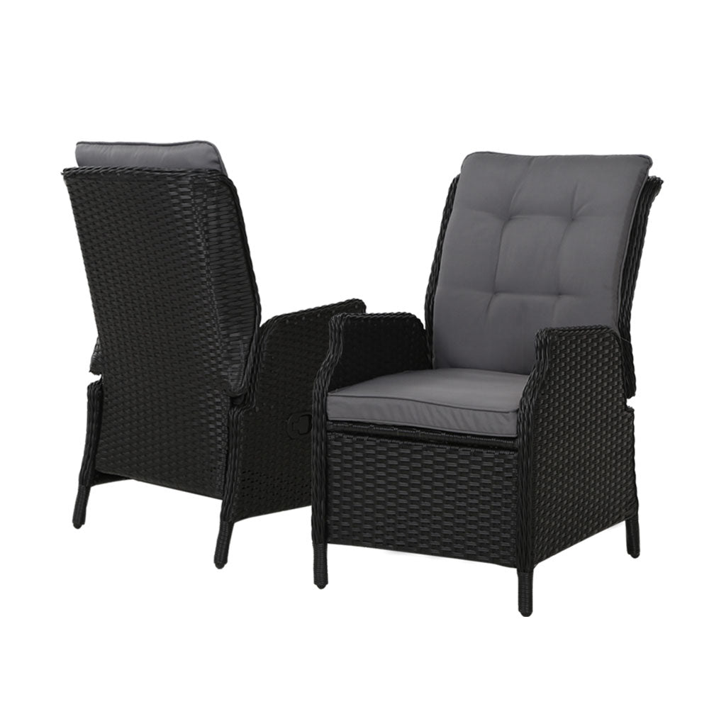 Outdoor Chairs: Gardeon Recliner Chair Sun lounge Wicker Lounger Outdoor Furniture Patio Adjustable Black