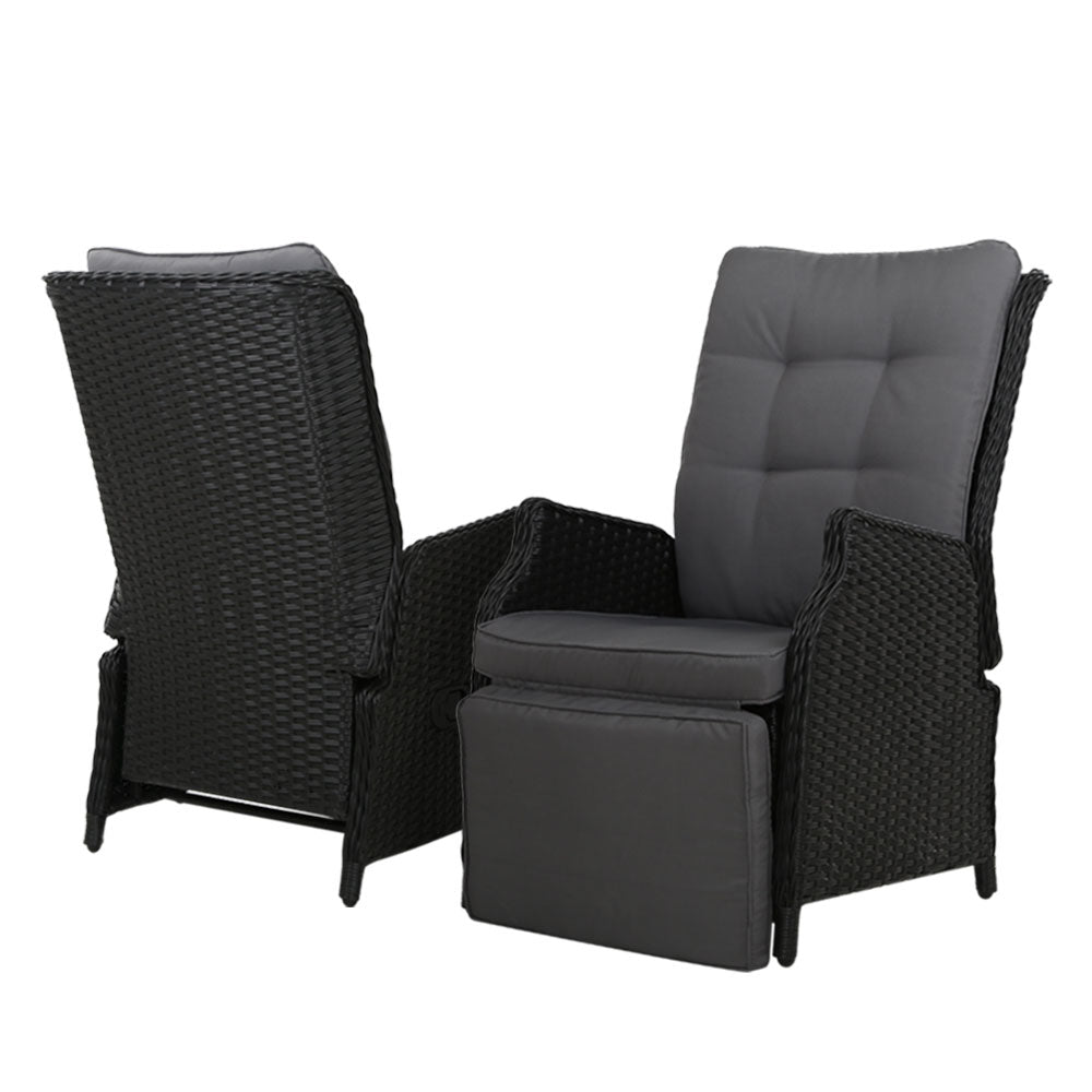 Outdoor Chairs: Gardeon Recliner Chairs Sun lounge Wicker Lounger Outdoor Furniture Patio Adjustable Black