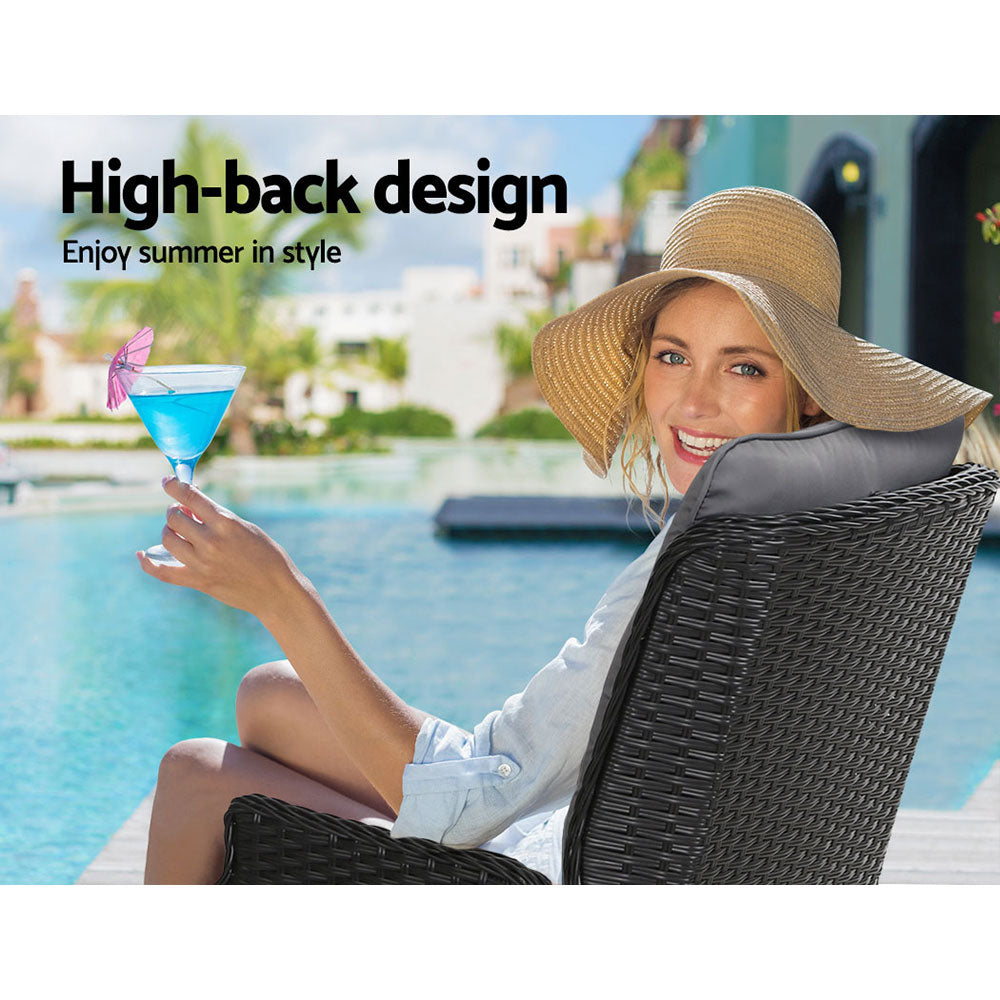 Outdoor Chairs: Gardeon Recliner Chairs Sun lounge Wicker Lounger Outdoor Furniture Patio Adjustable Black