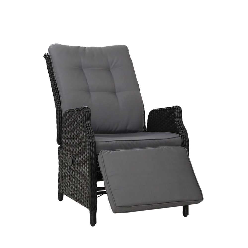 Outdoor Chairs: Gardeon Recliner Chairs Sun lounge Wicker Lounger Outdoor Furniture Patio Adjustable Black